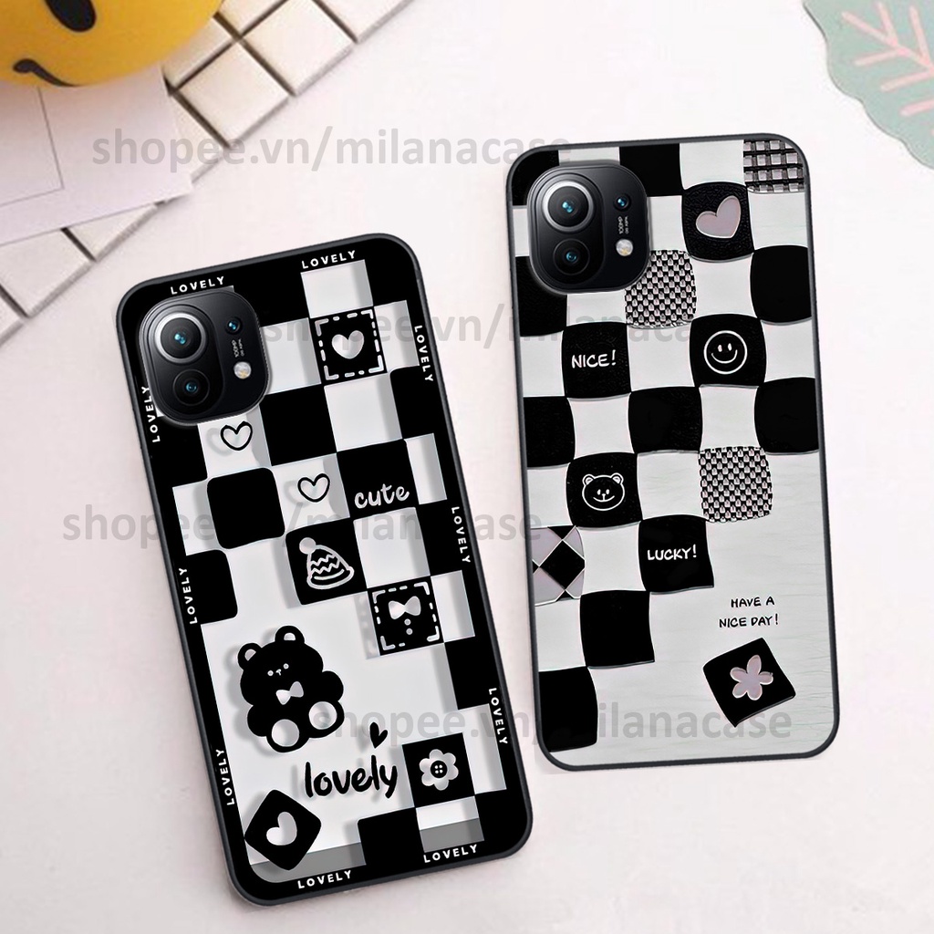 Ốp Xiaomi Mi 11 / Mi 11T / Mi 11 Lite in hình caro trái tim siêu đẹp, siêu nét đầy phong cách cá tính