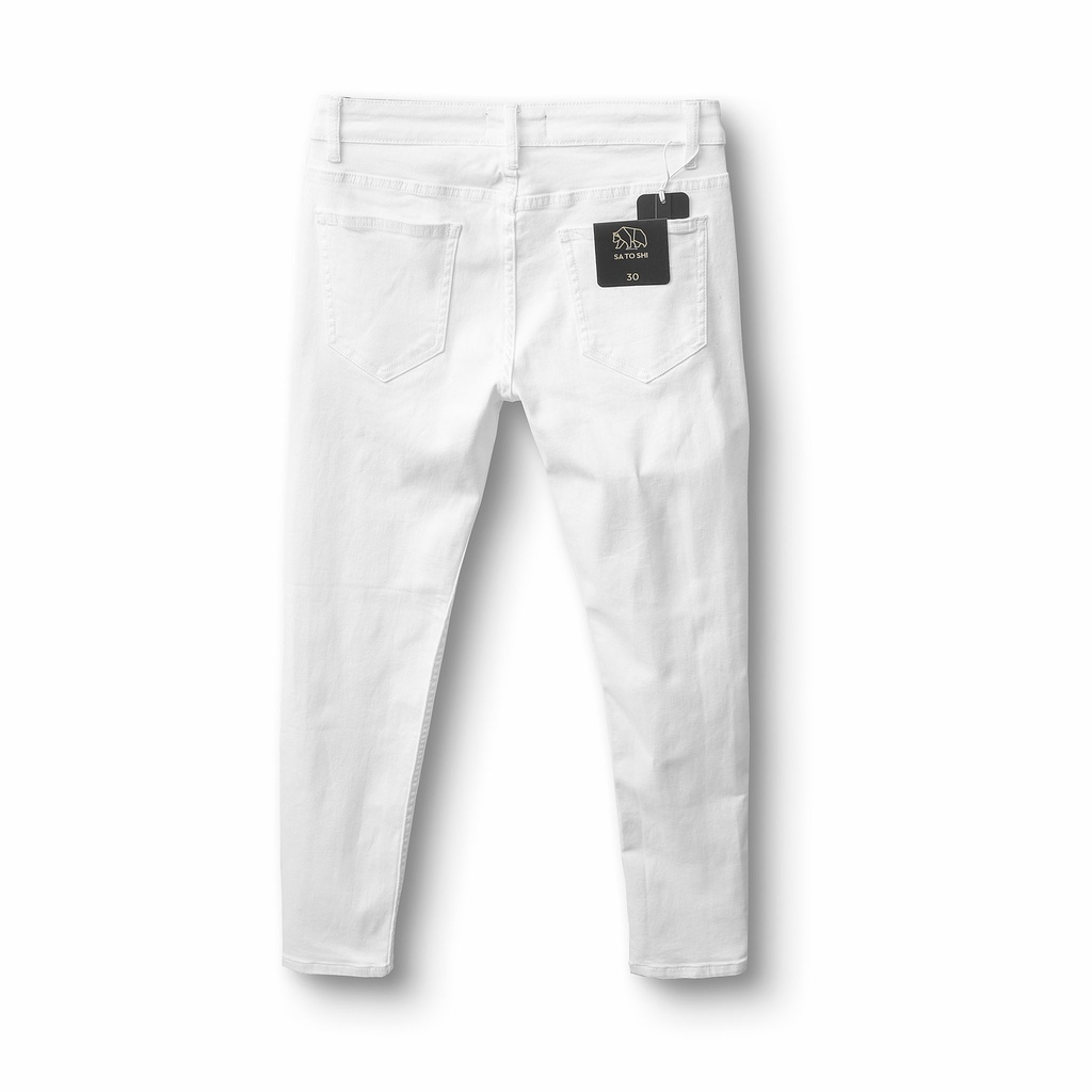 [Mã BMLT100 giảm đến 100K đơn 499K] Quần Jean Nam Satoshi SAQJ47 dáng ôm chất co giãn màu trắng trẻ trung, năng động
