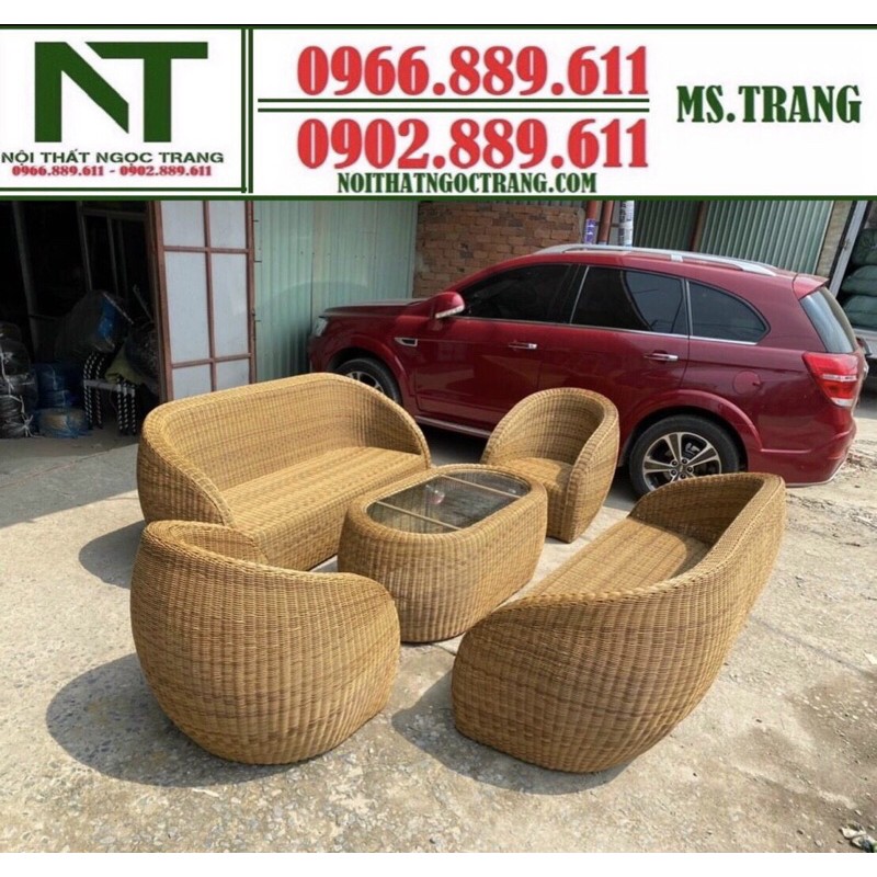 bàn ghế cafe sofa mây nhựa