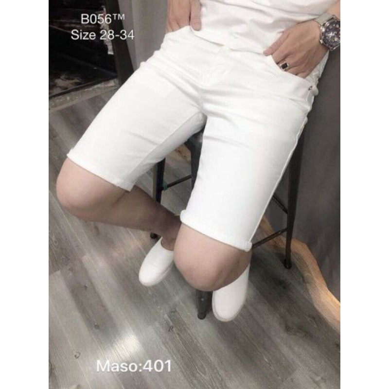 Quần sọt jean nam 2 màuTrắng, Đen vải cotton co giãn fom ôm dễ phối đồ