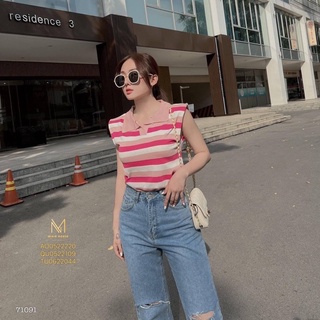 ÁO LEN SỌC SÁT NÁCH CỔ BẺ