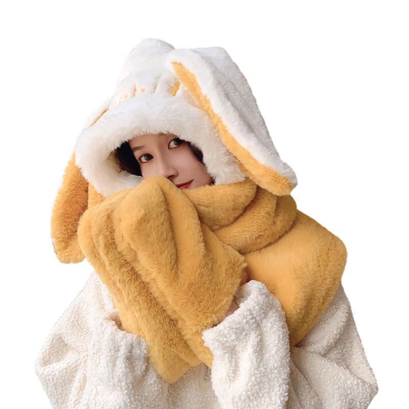 Set Mũ Tai Thỏ Kèm Khăn Choàng Mềm Mại Ngọt Ngào Cho Người Lớn