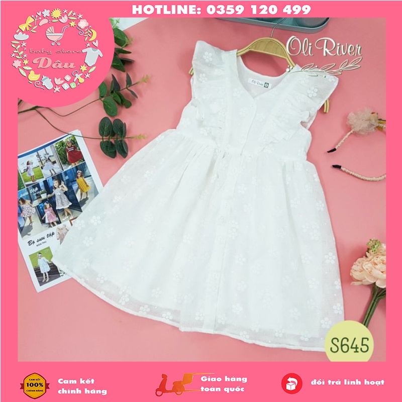 Váy trắng tiểu thư cúc ngực dáng bánh bèo ngây thơ chính hãng Oliriver - size từ 2-8 tuổi