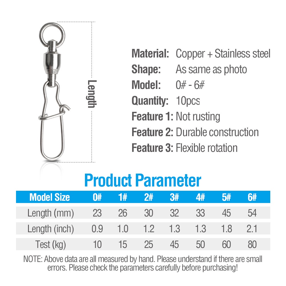 Set 10 Khớp Xoay Bằng Thép Chịu Lực Cao Dùng Trong Câu Cá