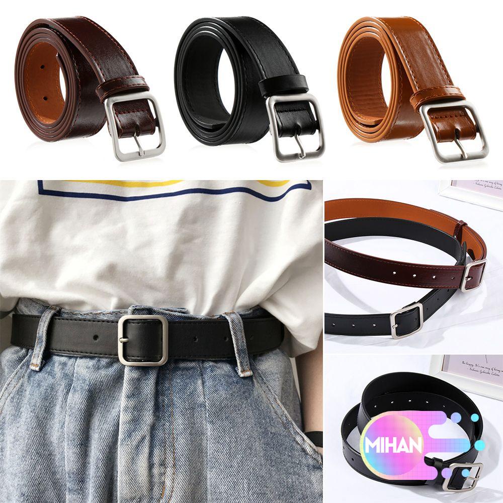 Thắt Lưng Da Pu Mặt Khóa Vuông Kiểu Dáng Vintage Cho Nữ