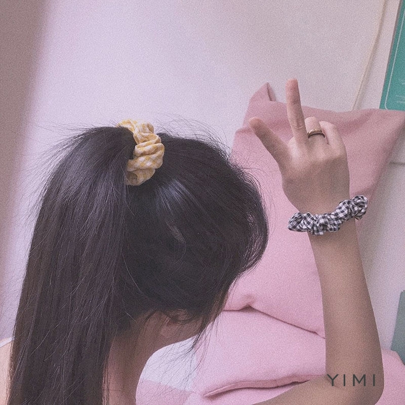 Dây buộc tóc họa tiết kẻ caro thanh lịch cho nữ