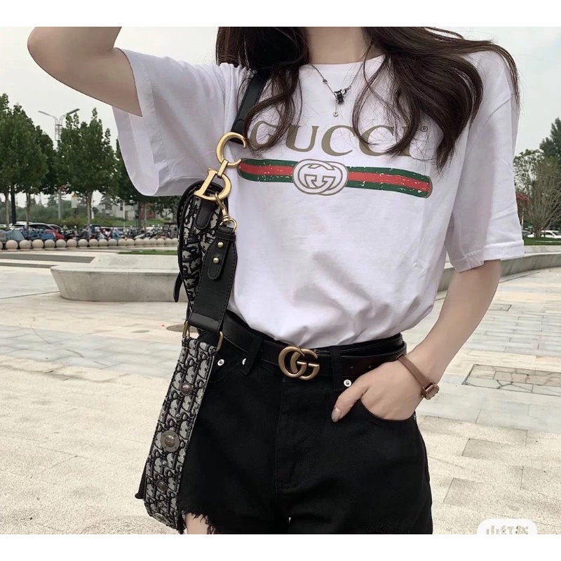 Áo Thun Nữ In Chữ GUCCI Form Rộng , Áo Phông Unisex In Hình Cotton Mịn Mát Không Xù Về Hàng Siêu Chất Siêu Đẹp