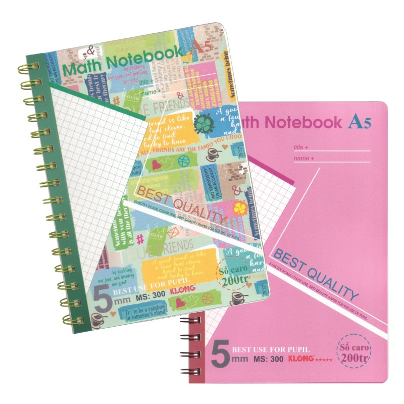 Sổ lò xo kép Caro khổ A5 bìa nhựa - 200 trang KLONG MS: 300