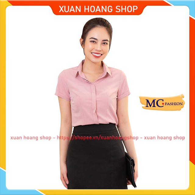 Áo Sơ Mi Nữ Đẹp Mc Fashion A208, Size S, M, L, Xl, 2xl, Tay Ngắn Cộc, Màu Đỏ, Đen, Trắng, Hồng, Tím Than, Công Sở