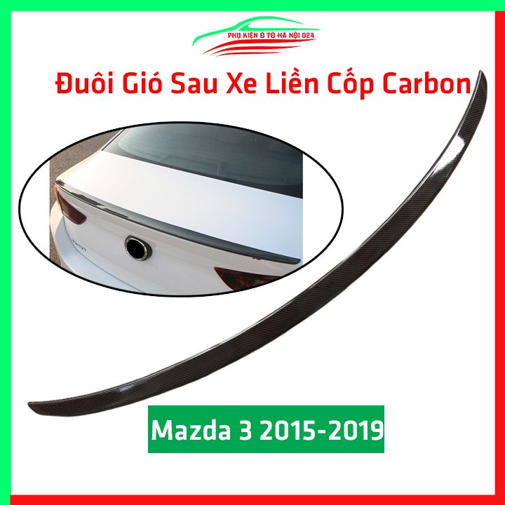 Đuôi gió sau xe liền cốp Mazda 3 2015-2019 vân Cacbon