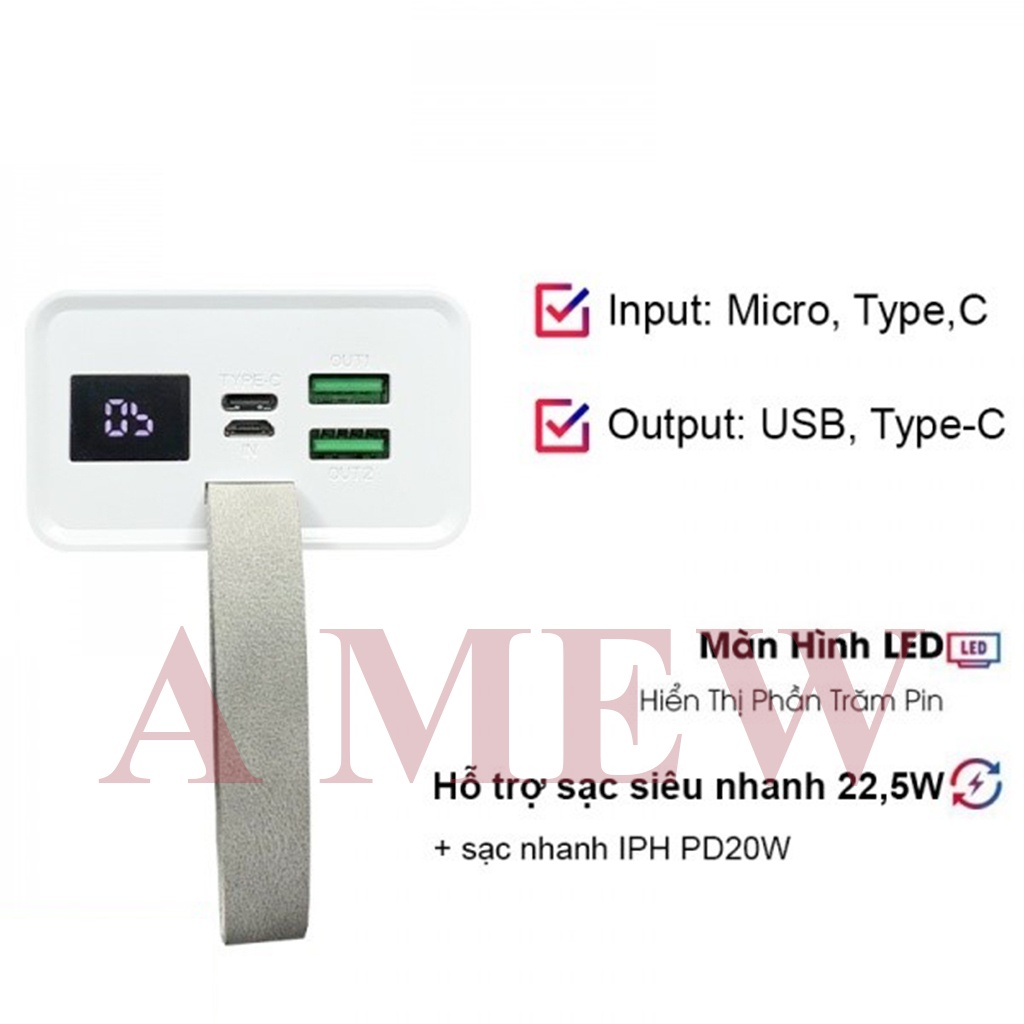 [Một Lần Sạc Dùng Cả Tuần]Sạc Dự Phòng CAO CẤP WP-221 PIN Polymer chất lượng cao 30000mAh 2 cổng USB Sạc Nhanh