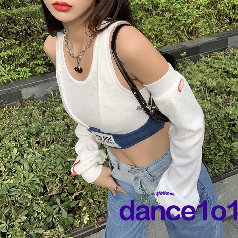 Áo Crop Top Dệt Kim Cổ Xẻ Sâu Gợi Cảm Cho Nữ