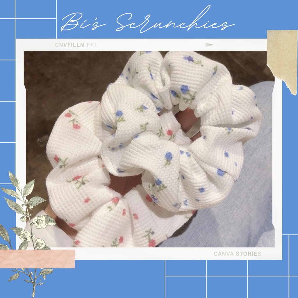 [Handmade] Scrunchies dây buộc tóc mẫu hoa nhỏ dễ thương dành cho bạn nữ
