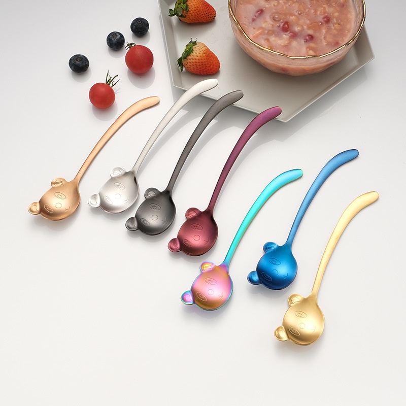 Muỗng Cà Phê Bằng Thép Không Gỉ 304 Hình Gấu Hoạt Hình Sáng Tạo