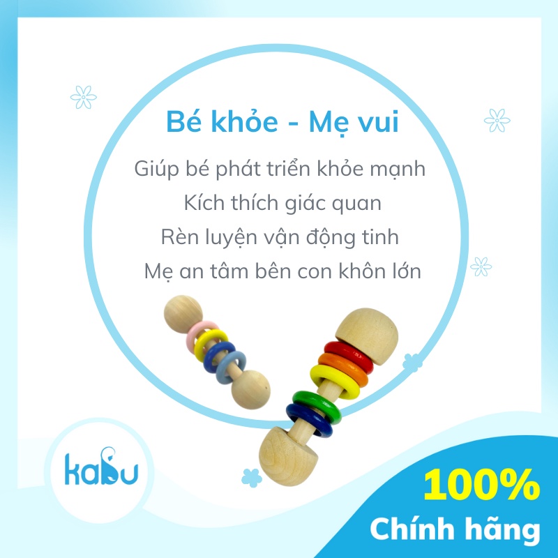 KABU - Xúc Xắc Gỗ Đa Sắc Màu Luyện Tập Cầm Nắm Cho Bé Từ Sơ Sinh