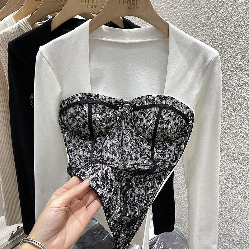 Áo Cổ Vuông Dài Tay Thời Trang Thu Đông Cho Nữ