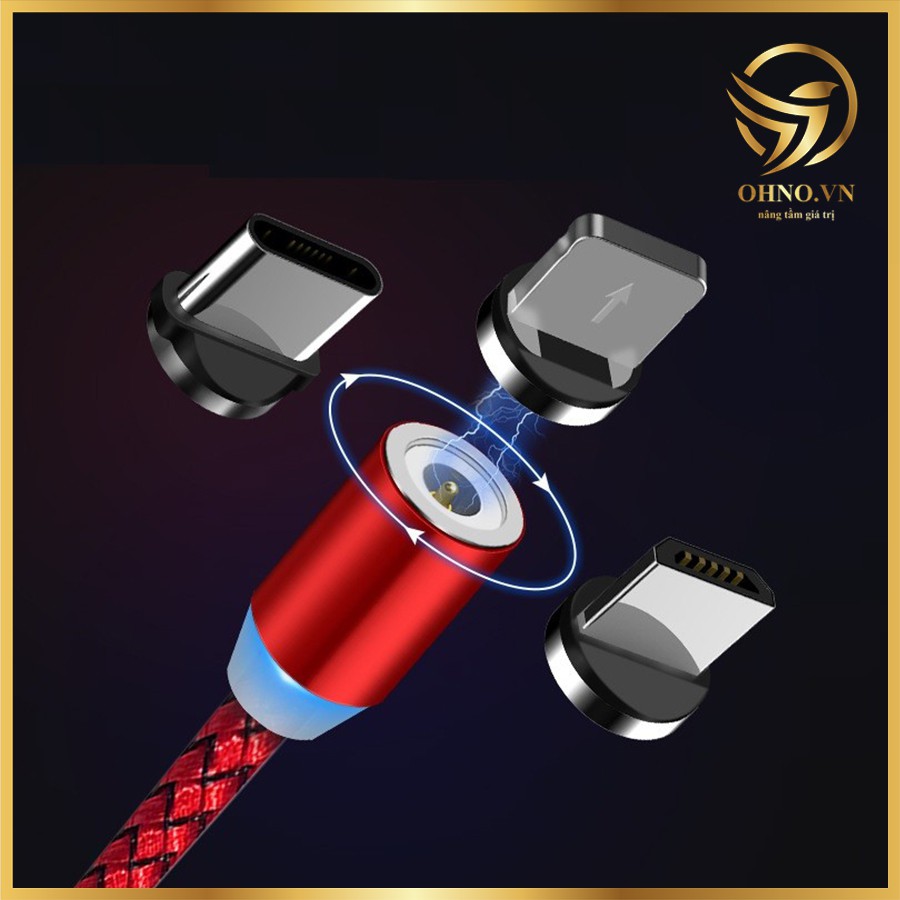 Cáp Sạc Từ Hít Nam Châm Dây Dù 3in1 Cáp Sạc Micro USB cho Androi-cho IOS-Type C