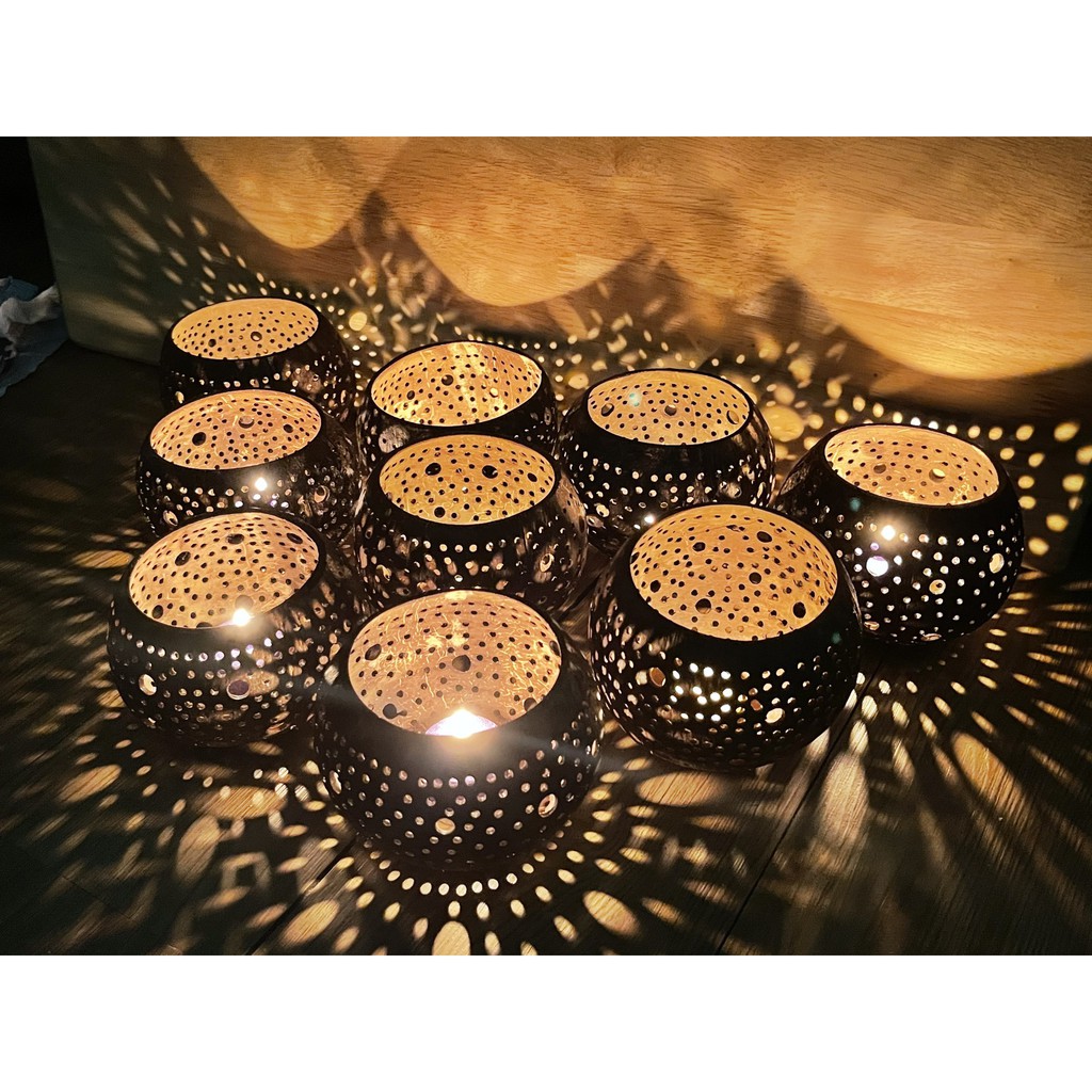 SET ĐẾ DỪA  + 5 HỘP NÊN TEALIGHT