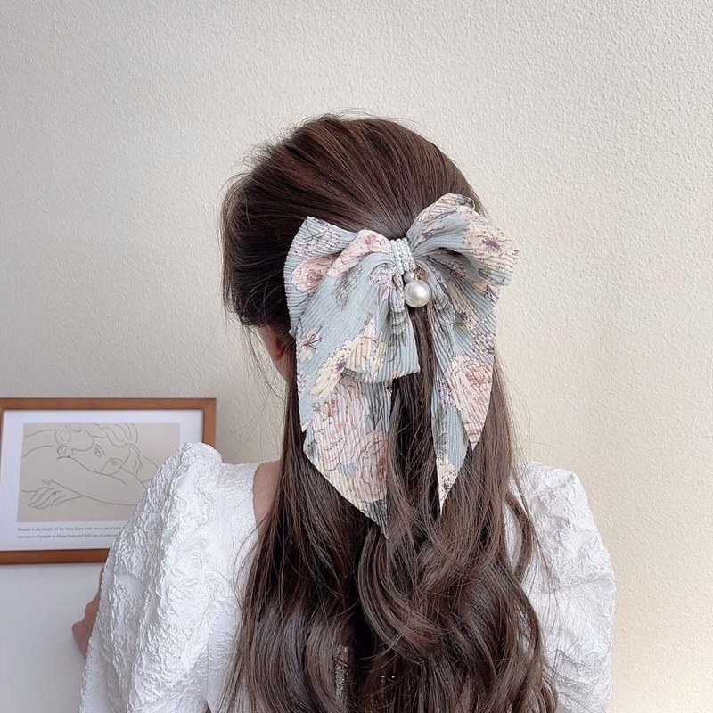 Kẹp tóc hàn quốc đính nơ tiểu thư, kẹp kim loại