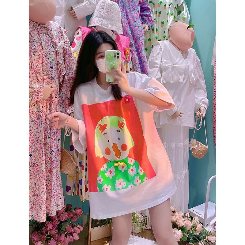 NRVP Áo thun tay ngắn cổ tròn thời trang mùa hè phong cách Hàn Quốc