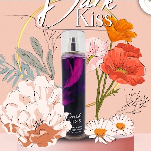 Xịt Thơm Body Mist Bath And Body Works Dark Kiss Khử Mùi Cơ Thể Lưu Hương Hoa Cỏ Nhiệt Đới Thơm Lâu Chai 236ml