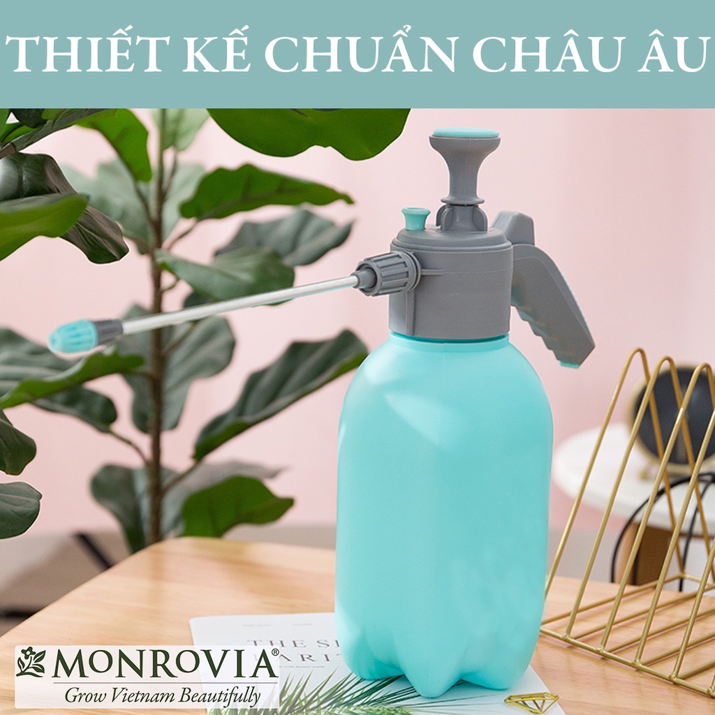 Bình tưới cây MONROVIA 2 lít, xịt phun sương cây cảnh, vòi dài, tặng vòi ngắn, màu xanh, tiêu chuẩn Châu Âu