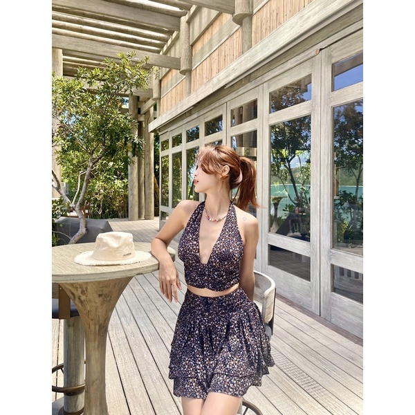 set áo cột cổ váy ho nhí nhiều tầng