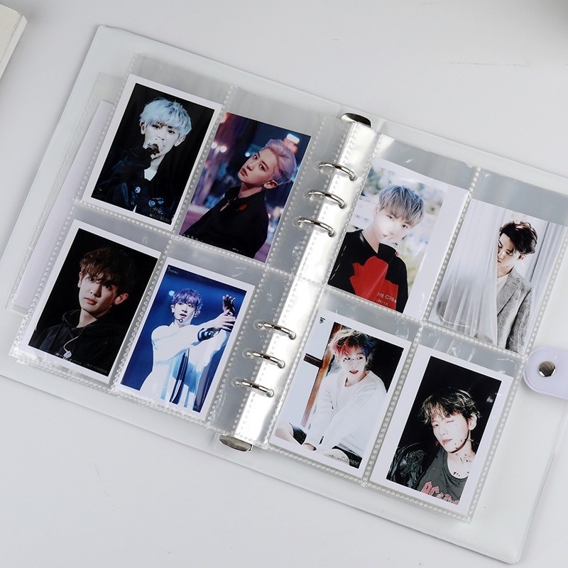 A5 Binder 6 lỗ Kết cấu đá Kpop Photocard Giấy bìa cứng Thẻ ảnh Album bên trong Tay áo Bộ sưu tập sách