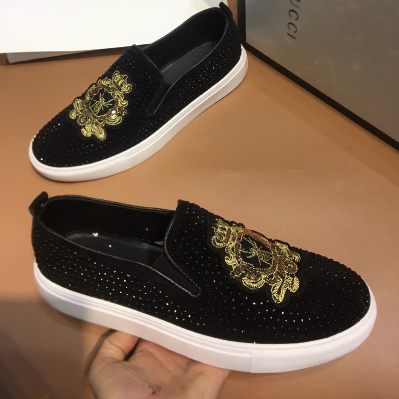 Giầy lười đính đá nam ong hoa vàng ( kèm video trên tay )