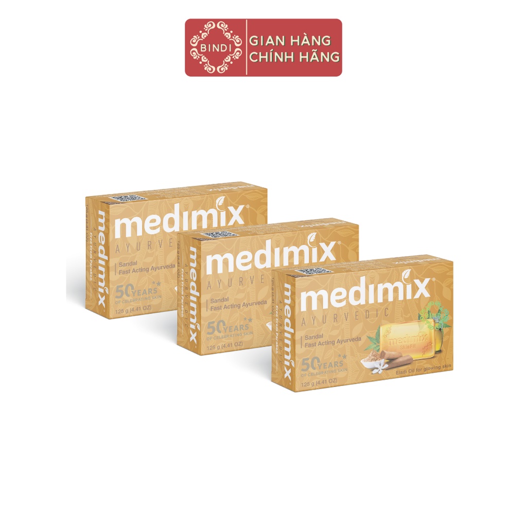 Set 3 Xà Phòng Medimix Đàn Hương Sáng Da 125g/bánh