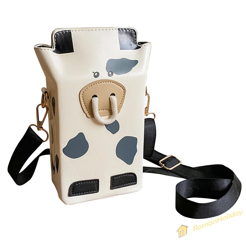 【On Sale】Fashion Women Milk Print PU Shoulder Crossbody Bag Casual Small Handbag