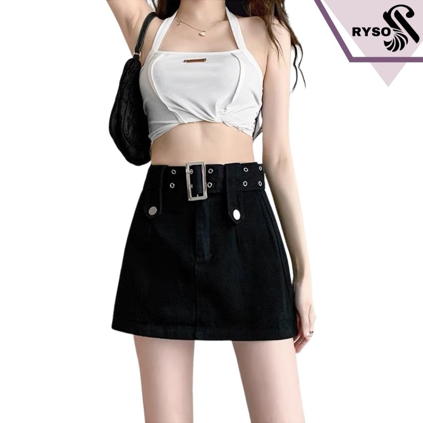 Chân váy KAKI RYSO FASHION phối thắt lưng chất cao cấp