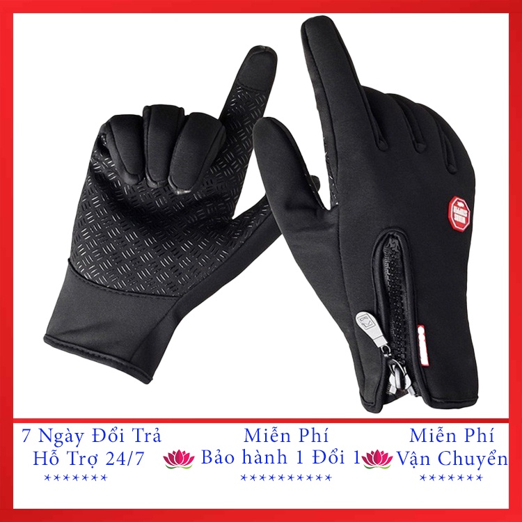 Găng Tay Chống Nước Chống Lạnh Siêu Ấm Cho Mùa Đông-Cảm ứng được điện thoại-Có Khóa Kéo Hàng loại xịn
