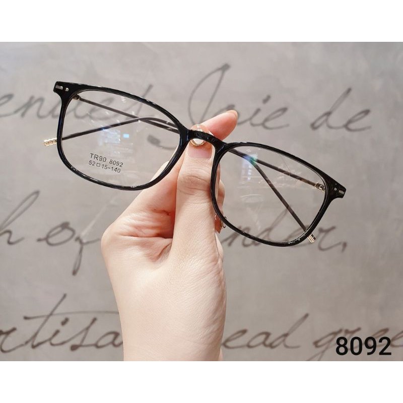 Gọng kính dáng vuông nhựa siêu nhẹ TR90 8092 màu đen