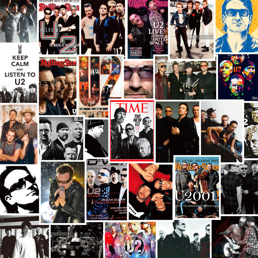 Bộ 30 Miếng Dán Sticker Không Thấm Nước Hình Nhóm Nhạc Rock U2