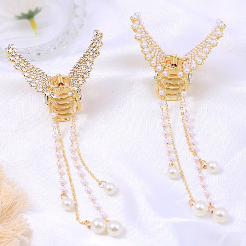 Kẹp Tóc Hình Bướm Đính Ngọc Trai Và Đá Lấp Lánh Thời Trang Cho Nữ