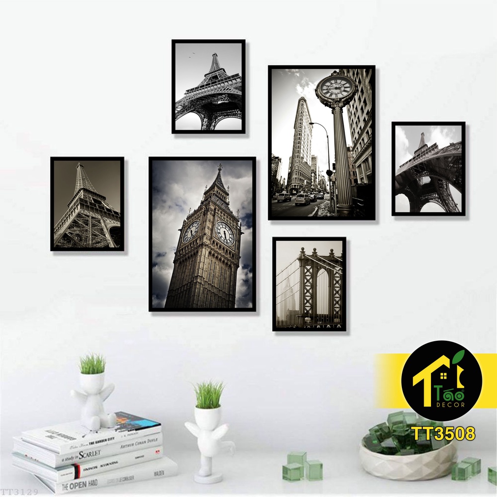 50 Set tranh treo tường, set Nhỏ, 15x20cm, tranh dán tường có sẵn keo, trang trí phòng, bàn học, canvas, Táo Decor