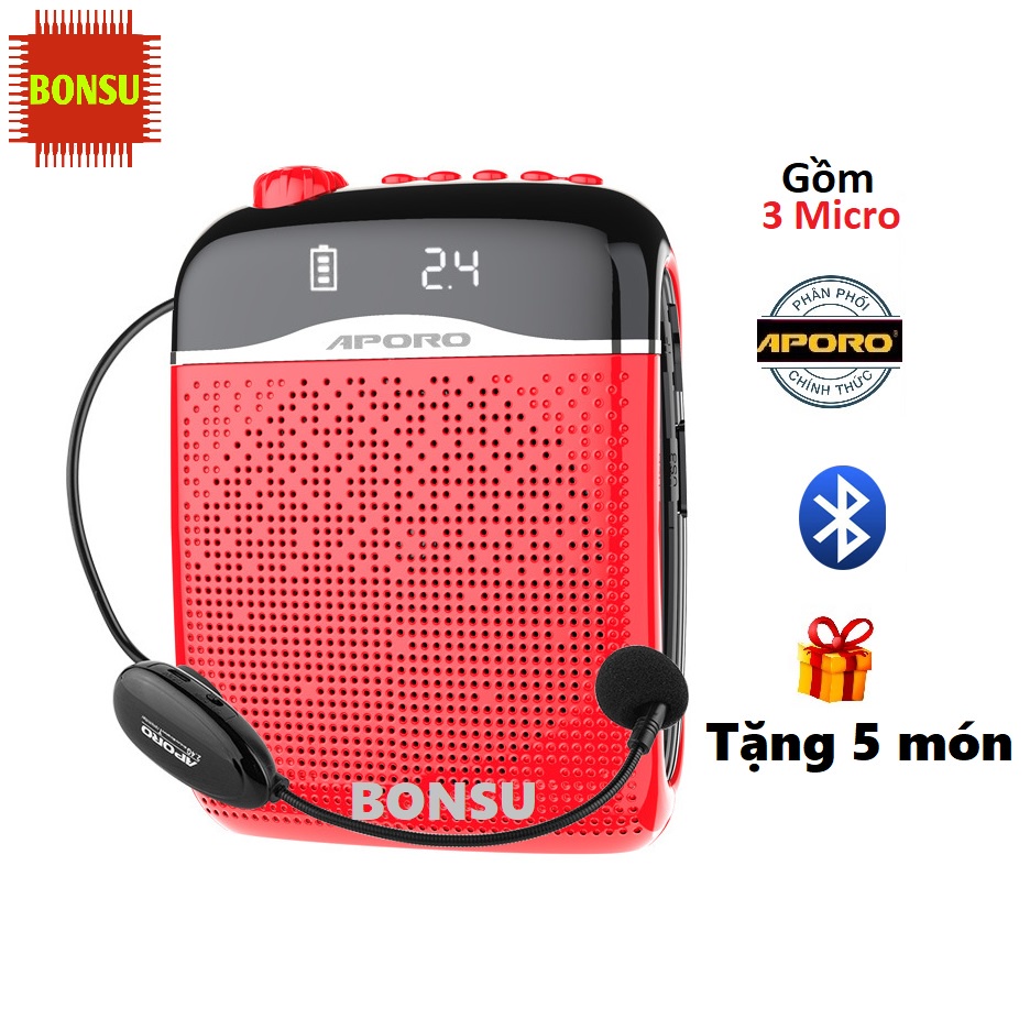 [Mã ELHACE giảm 4% đơn 300K] Loa máy trợ giảng Aporo T21 công suất 20W Bluetooth 5.0 không dây cao cấp (gồm 3 micro)