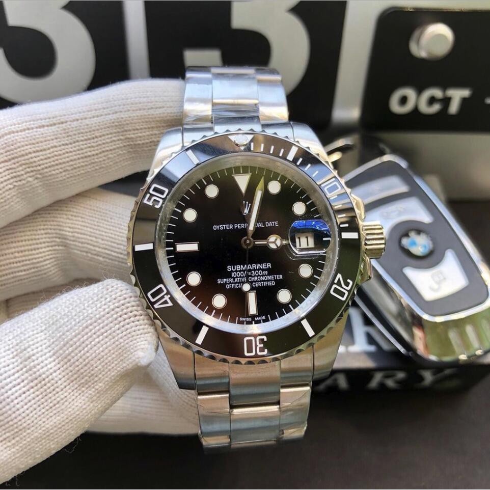 Đồng Hồ Nam Automatic Tọa Độ Submariner , Size 41mm , Dây Thép , Viền Màu