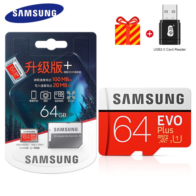 SAMSUNG Thẻ Nhớ Micro SD EVO + 128GB 64GB 32GB 95MB / s 100MB / s C10 SDHC SDXC U1 U3 TF Card 64 G 32 G 100% Chính Hãng