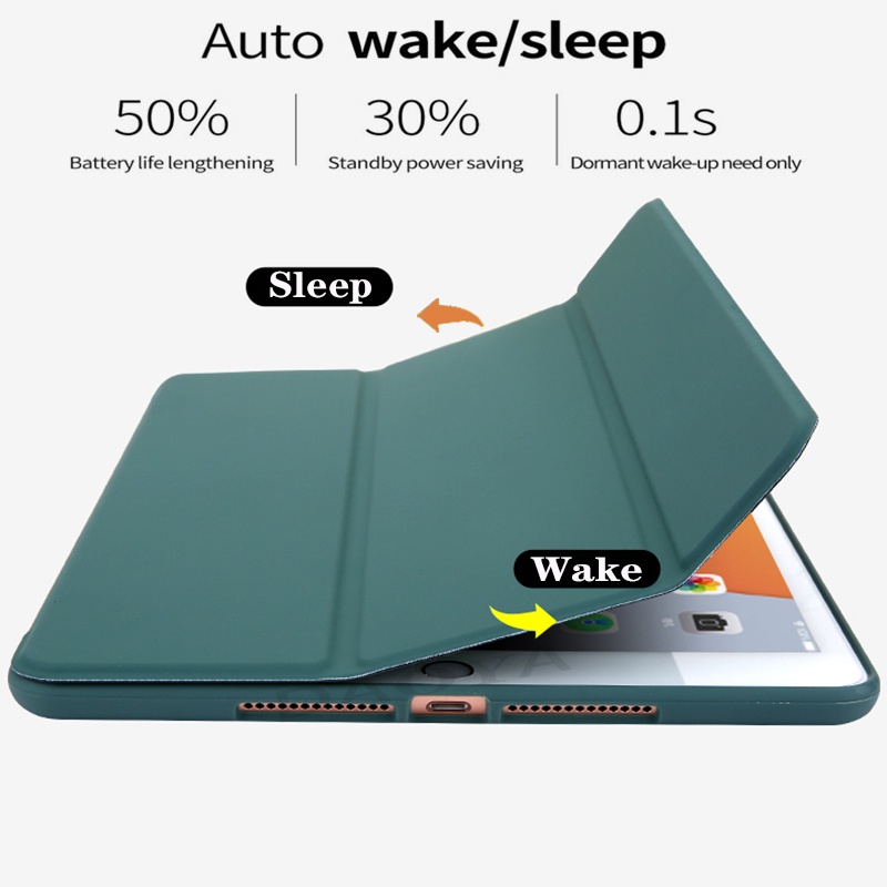 Bao da máy tính bảng bằng silicon có ngăn đựng bút thích hợp cho iPad 8/7/6/5/10.2/air 4/3/2/1/pro 10.5/11/mini 4/5