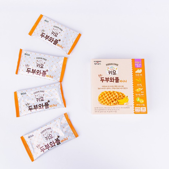 Bánh Waffles ăn dặm đậu hũ non Ildong Hàn Quốc vị Chuối dành cho bé từ 7M+ hộp 64g (Date 1/2023)