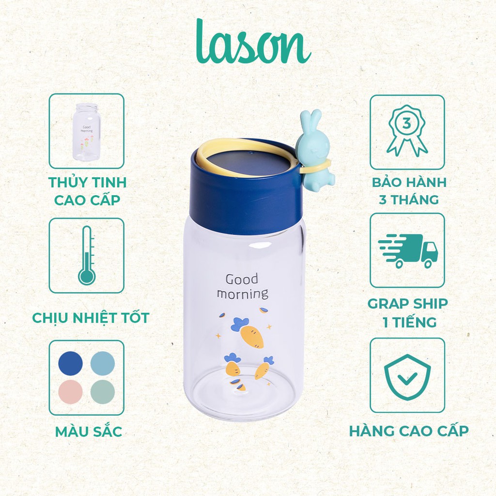 Bình nước thủy tinh thỏ Lason, Lọ đựng trà, đựng nước