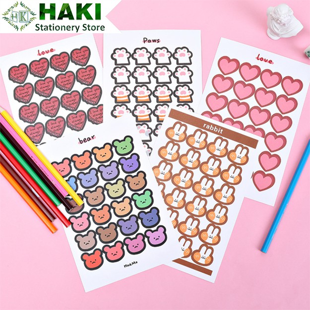 Sticker cute, hình dán sticker cute dễ thương HAKI trang trí sổ đáng yêu giá rẻ ST19