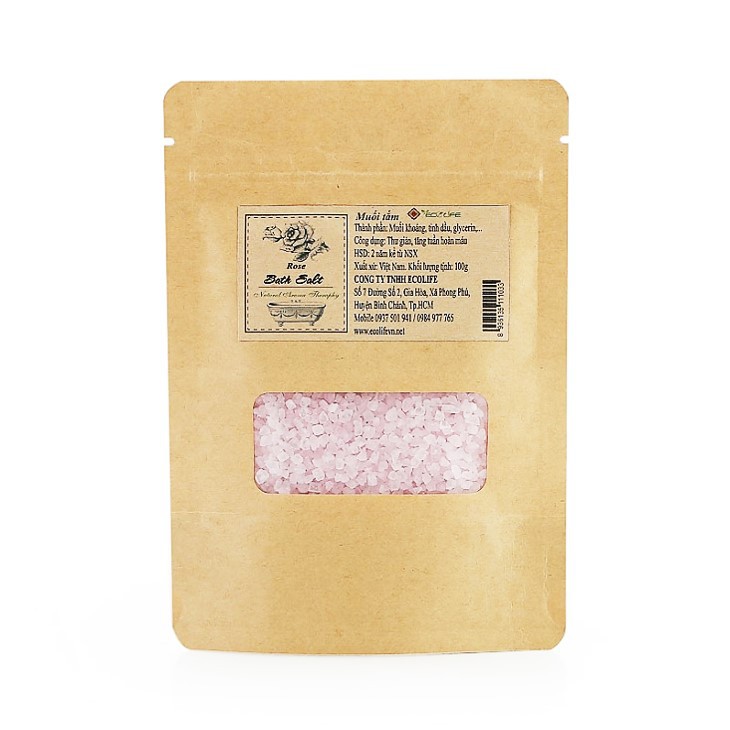 Muối tắm tinh dầu hoa hồng ECOLIFE - Rose Natural Bathsalt