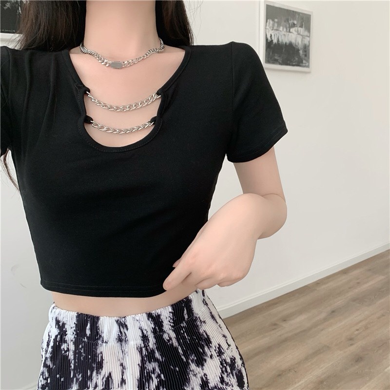 [Mã TOPS06 giảm đến 10k đơn 99k] áo thun ngắn tay dây xích A107 | BigBuy360 - bigbuy360.vn