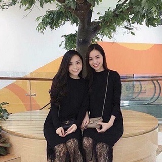 Thanh lý & pass - đầm maxi thun len phối chân ren