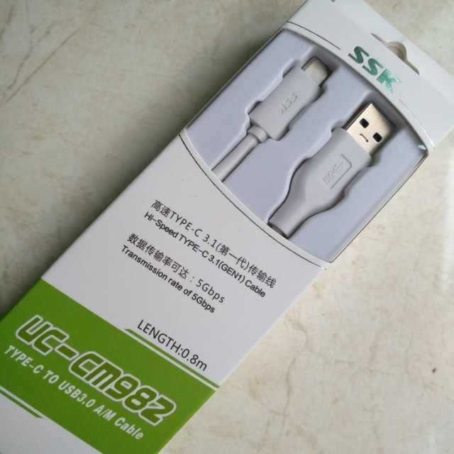 Cáp Type C -&gt; Usb SSk 3.0 0.8m UC CM 982 , cáp usb type C 80cm cáp sạc truyền dữ liệu Data