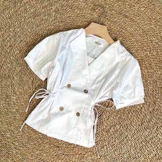 Áo Sơ Mi Vạt Chéo LeeZa Áo Sơ Mi Cộc Tay Thắt Dây Eo 2 Bên FreeSize Mã TKA0834