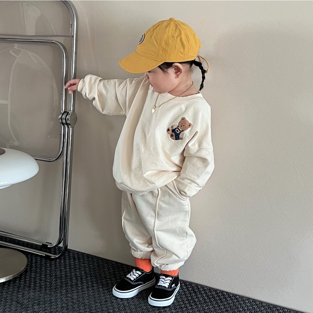 Bộ Áo Sweater Tay Dài + Quần Dài Dày Dặn In Hoạt Hình Dễ Thương Thời Trang Thu Đông Cho Bé Sơ Sinh